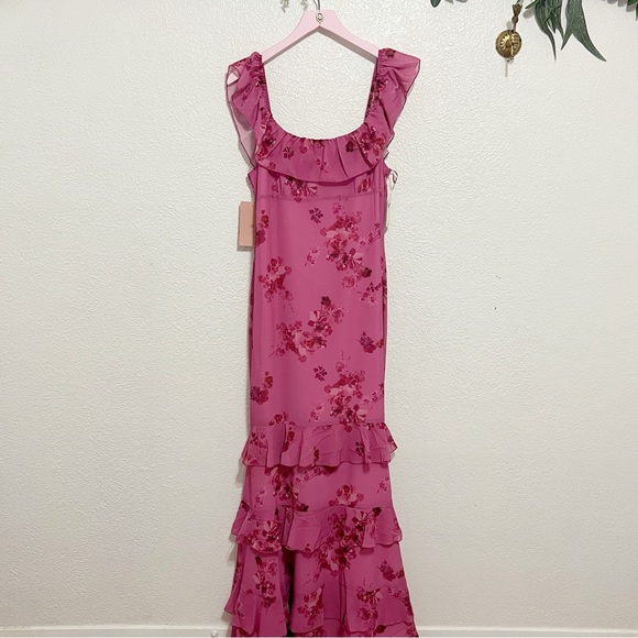 NWT Anthropologie BHLDN Elara Ruffle Chiffon Floral Maxi Dress - Picture 2 of 9